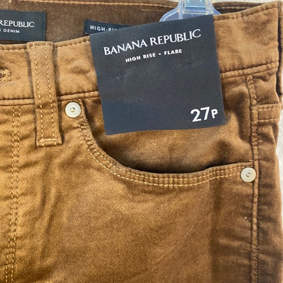Banana Republic Denim - Banana Republic High Rise Flare premium denim pants - coconut brown, size 27p